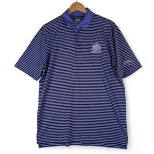 Callaway Golf Polo Shirt Mens M Purple Striped Woodlake Golf Country‎ Club TN